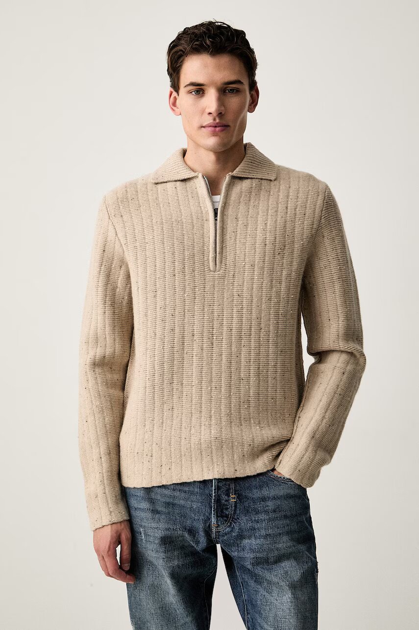 G-STAR pulover pentru bărbați cu amestec de lână Polo collar half zip