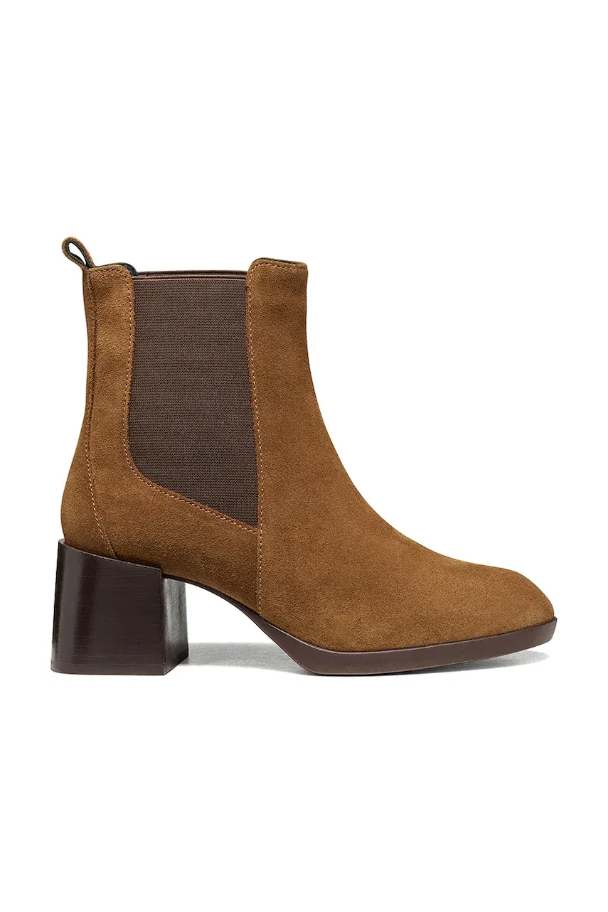 Geox botine cu toc pentru femei din piele întoarsă D WALK PLEASURE 55T