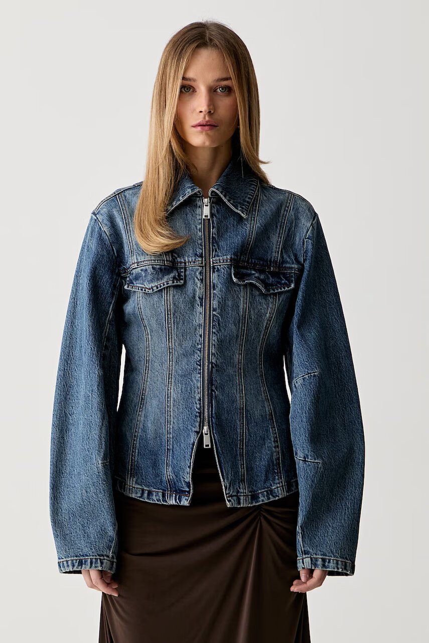 Gestuz geacă de tranziție pentru femei din denim GZmelu
