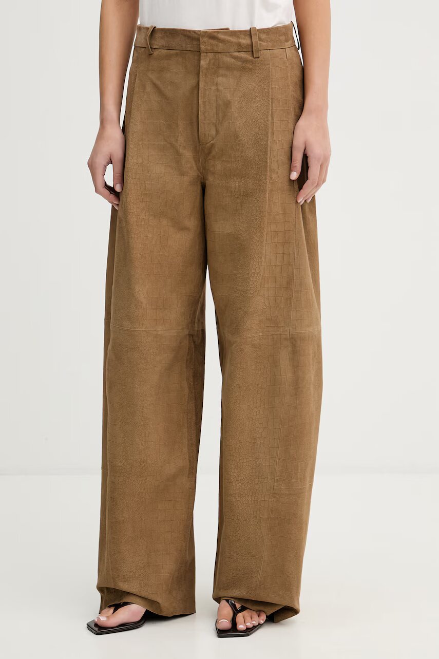 Gestuz pantaloni wide leg pentru femei din piele