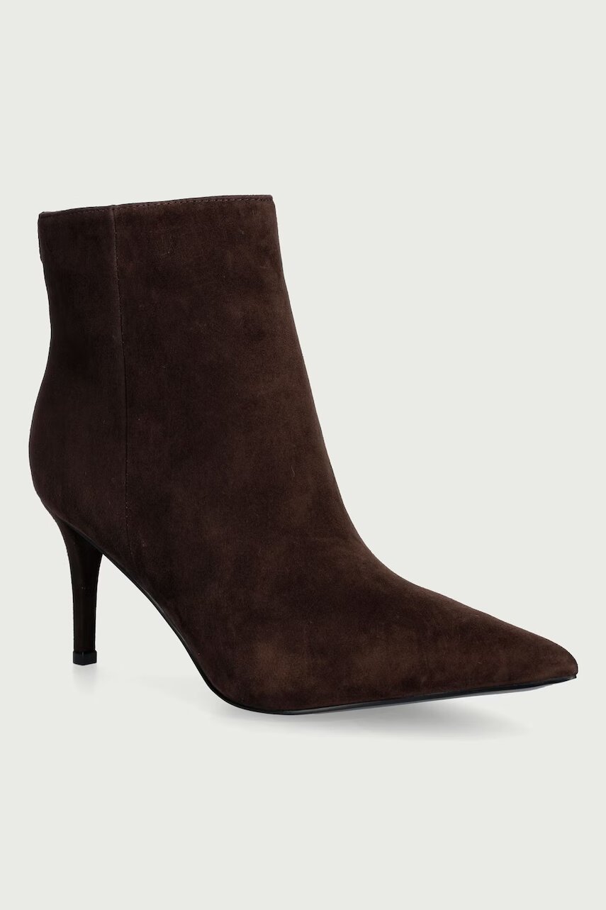 GUESS botine cu toc cui pentru femei din piele întoarsă CALEZA