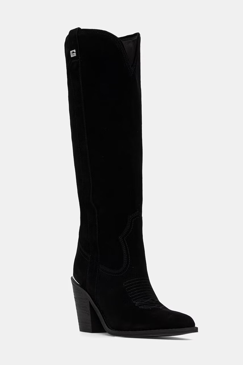 GUESS cizme cowboy pentru femei din piele întoarsă SASHAN2