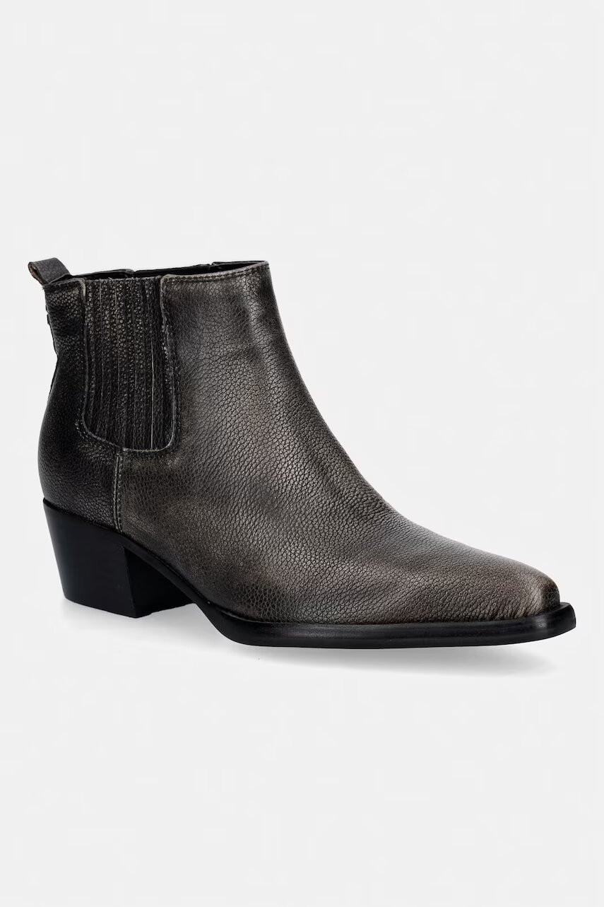 GUESS cizme cu toc jos pentru femei din piele WYNIE