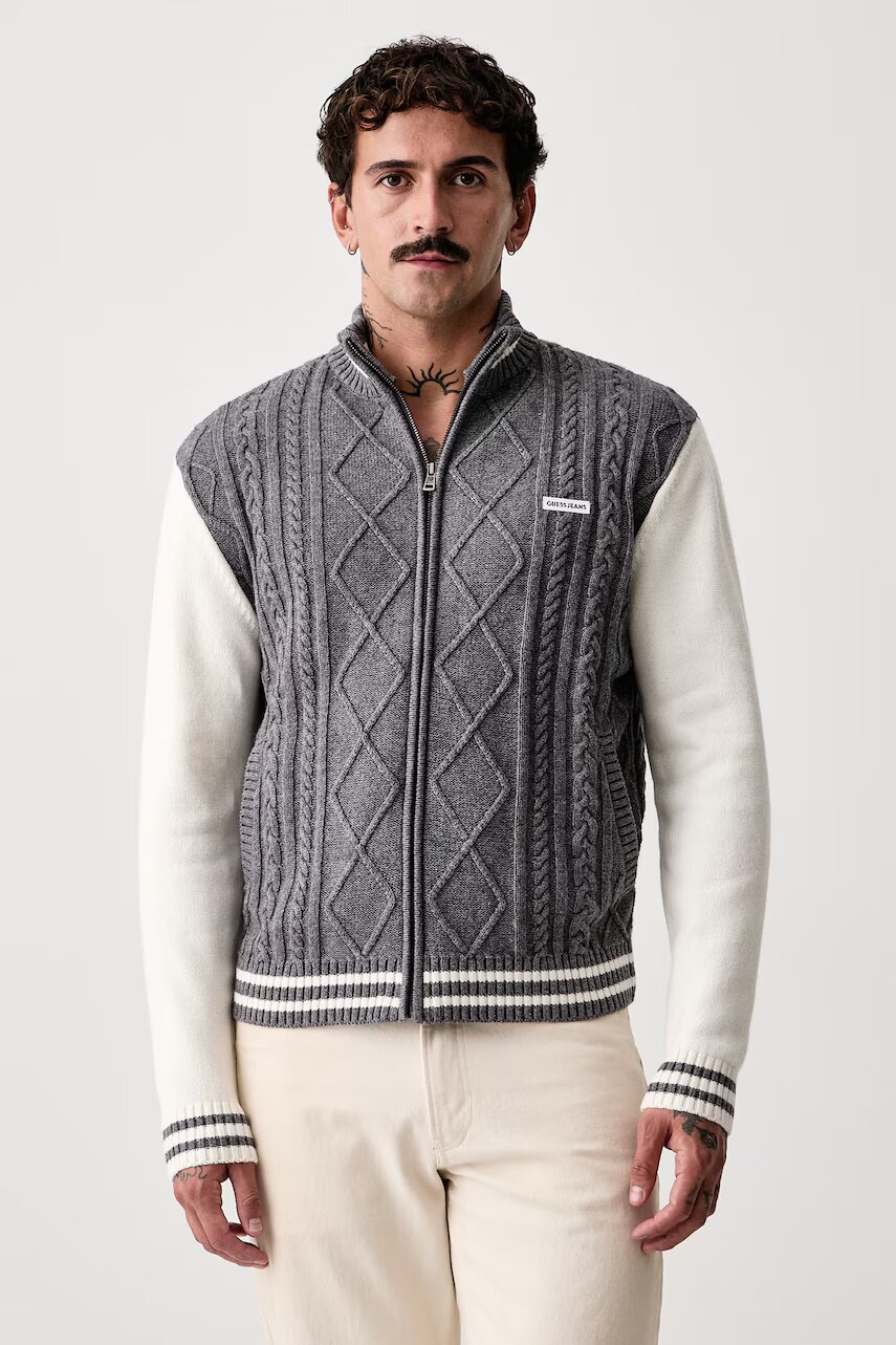 GUESS JEANS cardigan pentru bărbați cu lână