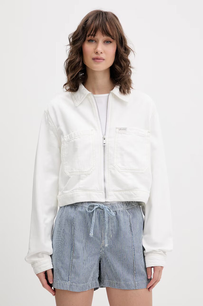 GUESS JEANS geacă de blugi pentru femei cu bumbac