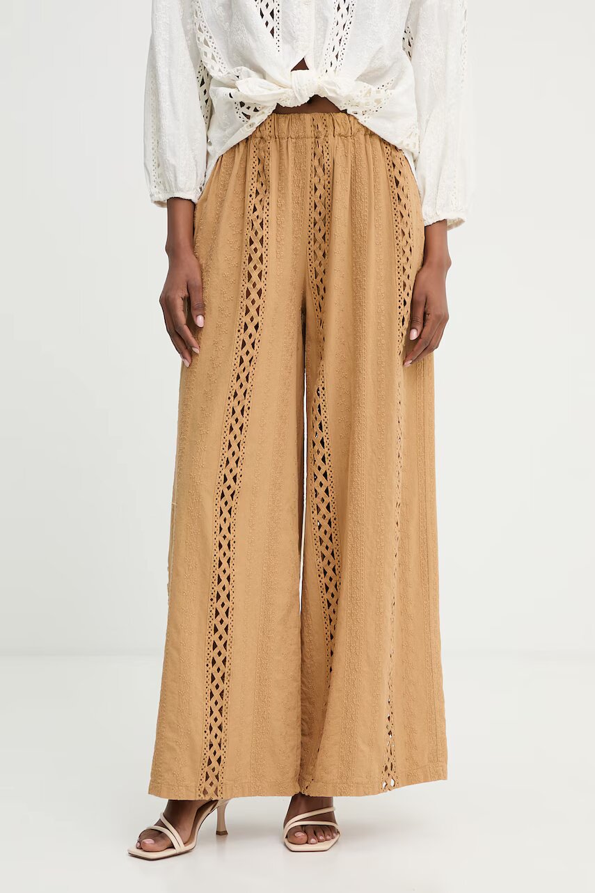 Haveone pantaloni wide leg pentru femei din bumbac