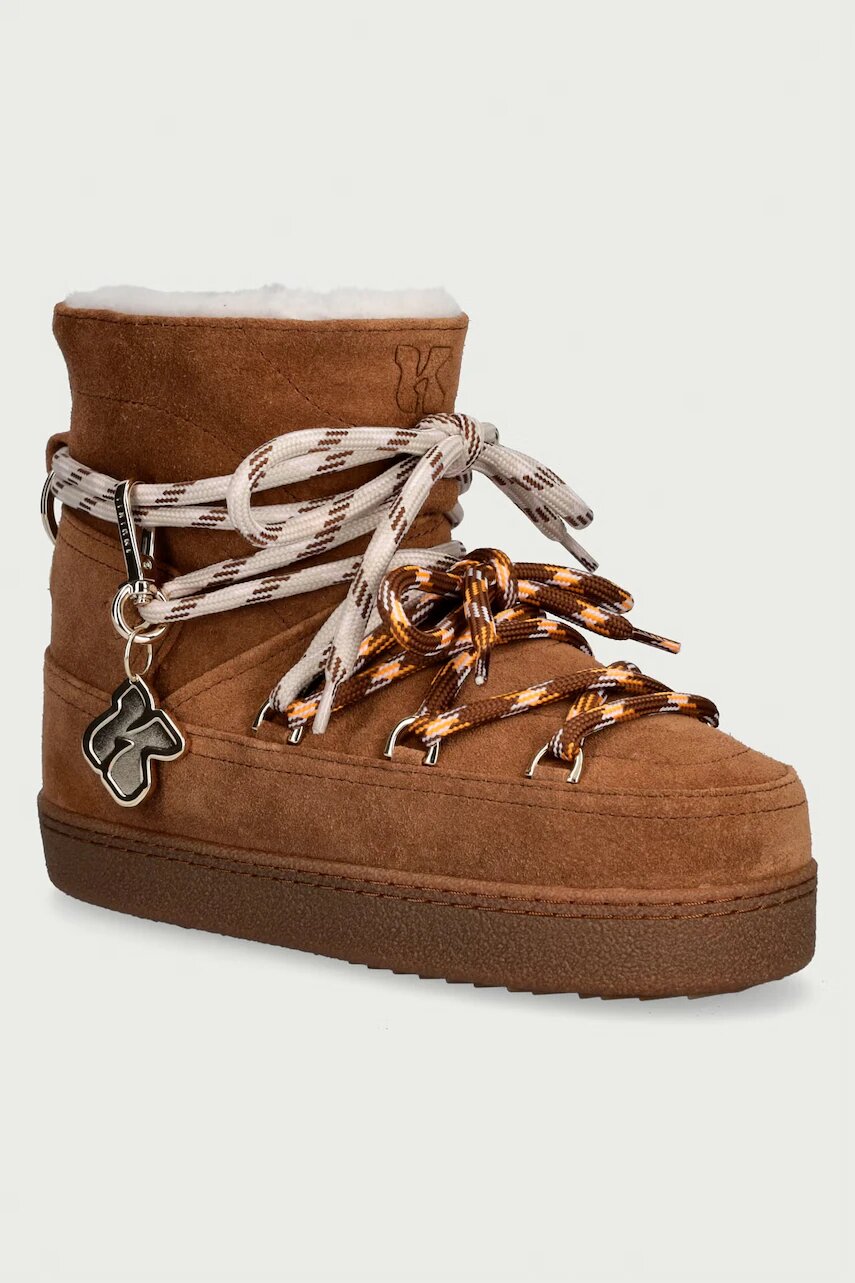Inuikii Quilted Suede cizme de zăpadă pentru femei din piele întoarsă