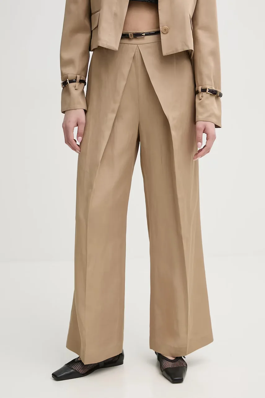 Isabelle Blanche pantaloni din amestec de in