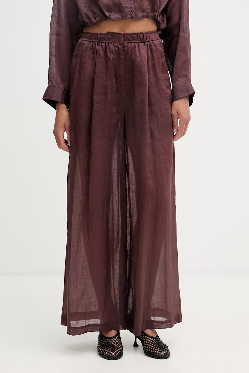 Isabelle Blanche pantaloni straight pentru femei din in