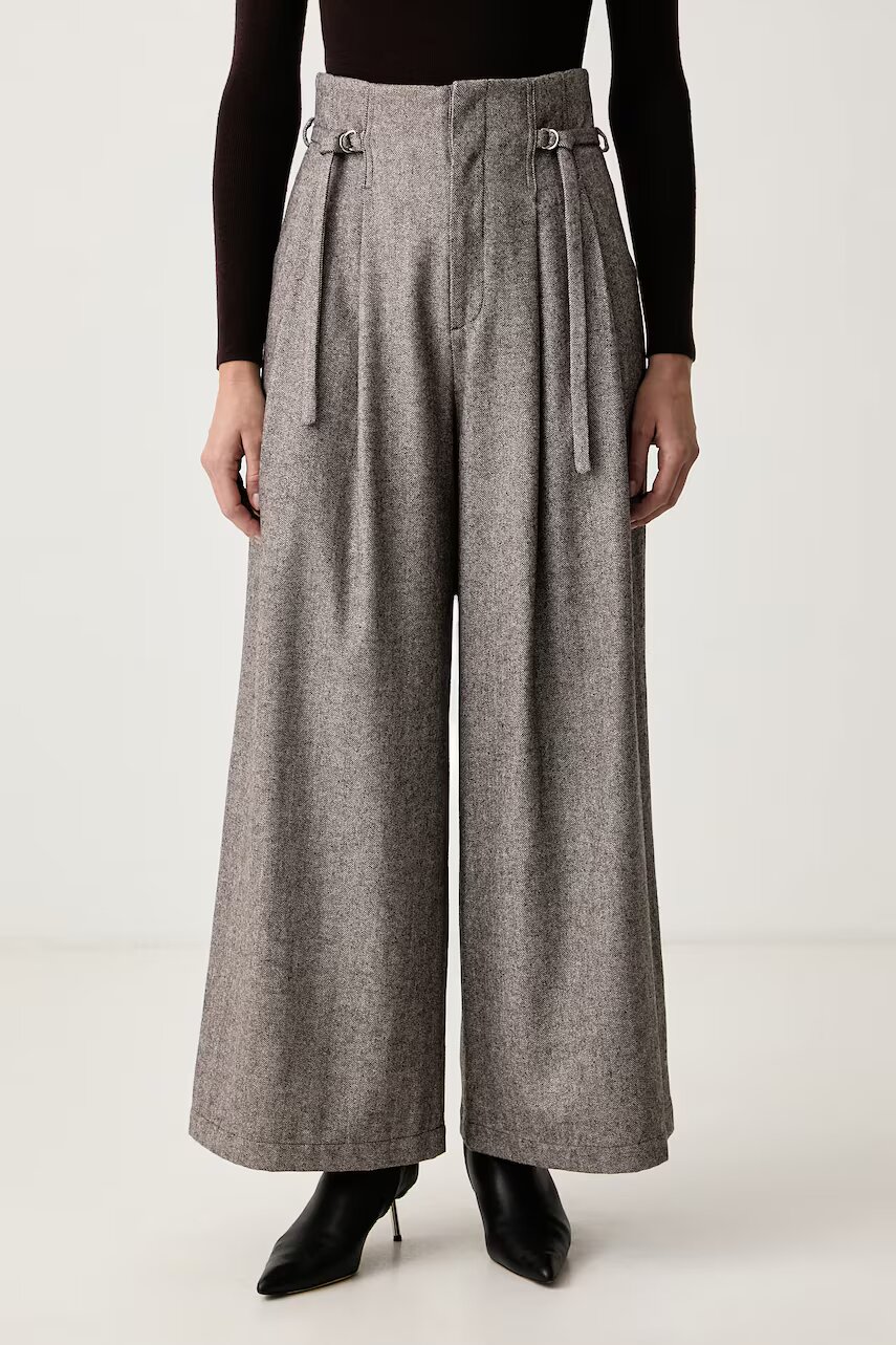 Isabelle Blanche pantaloni wide leg pentru femei cu lână