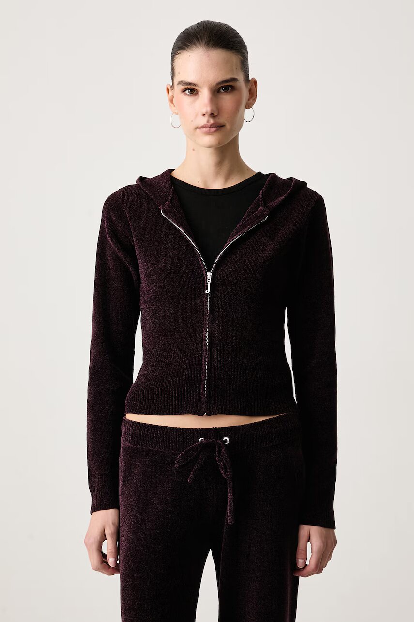 Juicy Couture hanorac cu fermoar și glugă pentru femei MAYA KNIT