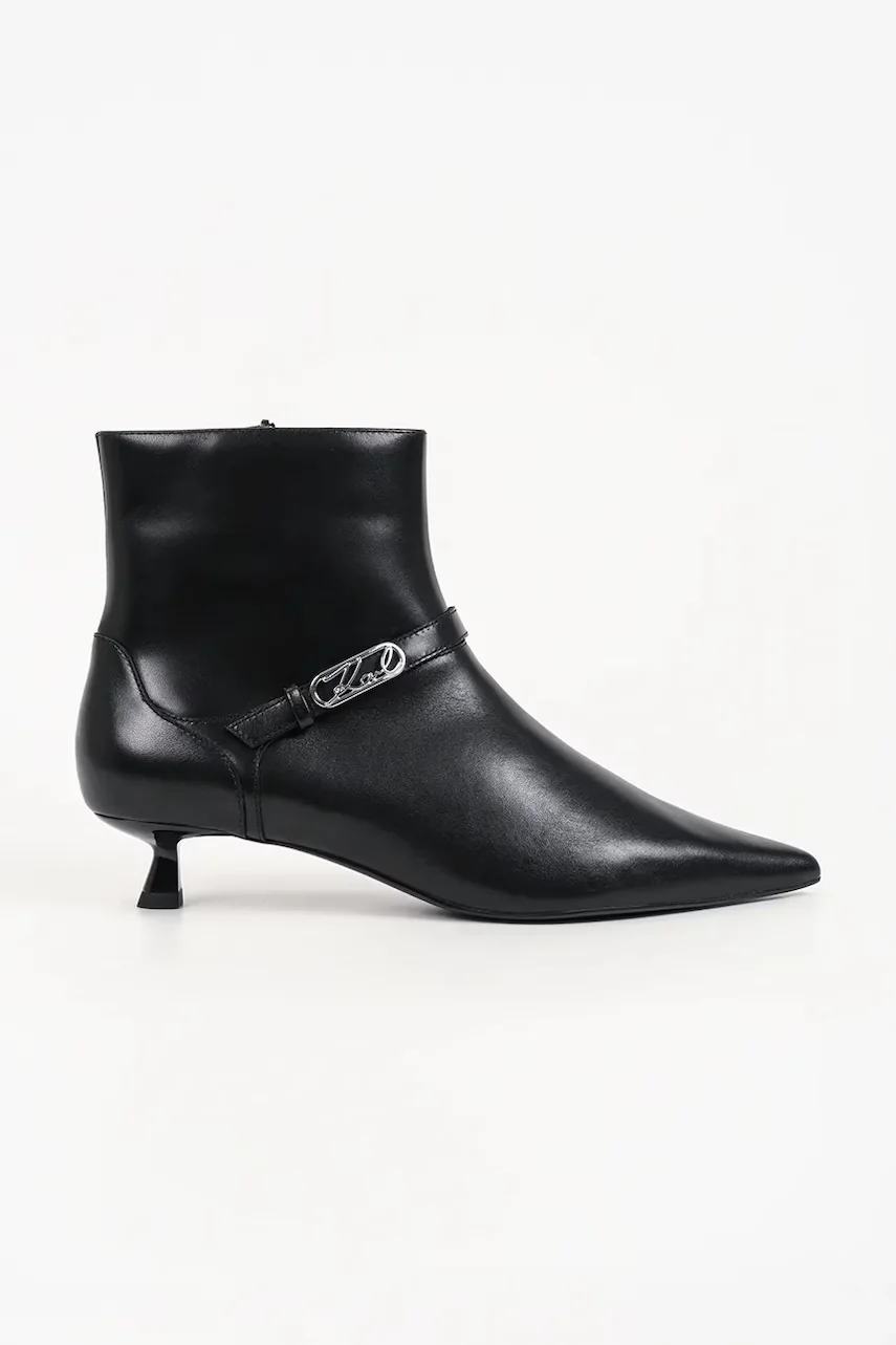 Karl Lagerfeld botine cu toc jos pentru femei din piele Pasha