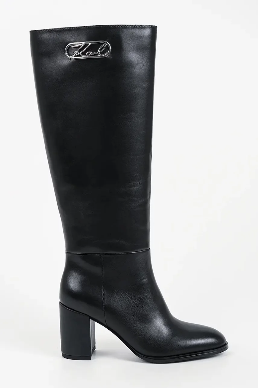 Karl Lagerfeld cizme cu toc pentru femei din piele Kinga