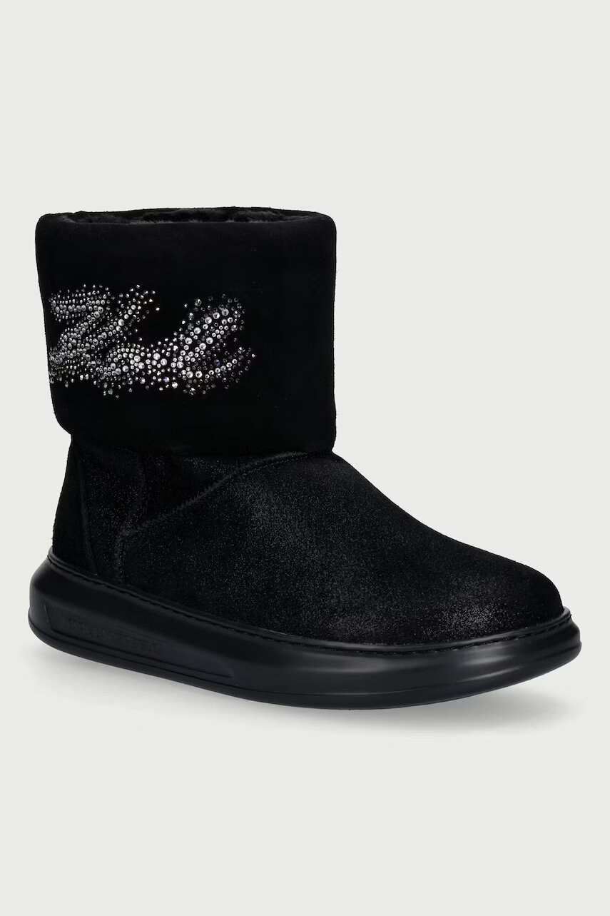 Karl Lagerfeld Kapri cizme de zăpadă pentru femei din piele întoarsă