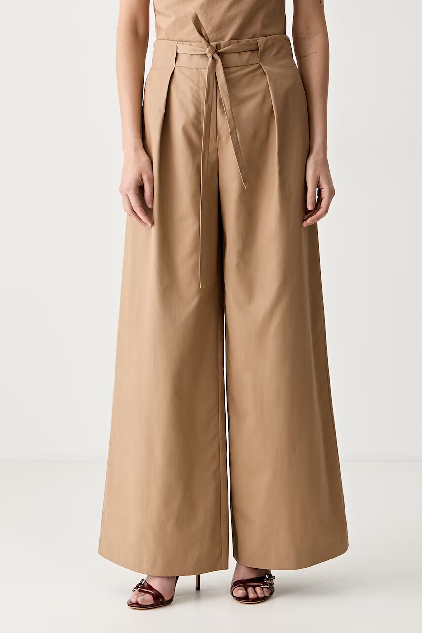 Karl Lagerfeld pantaloni wide leg pentru femei din bumbac