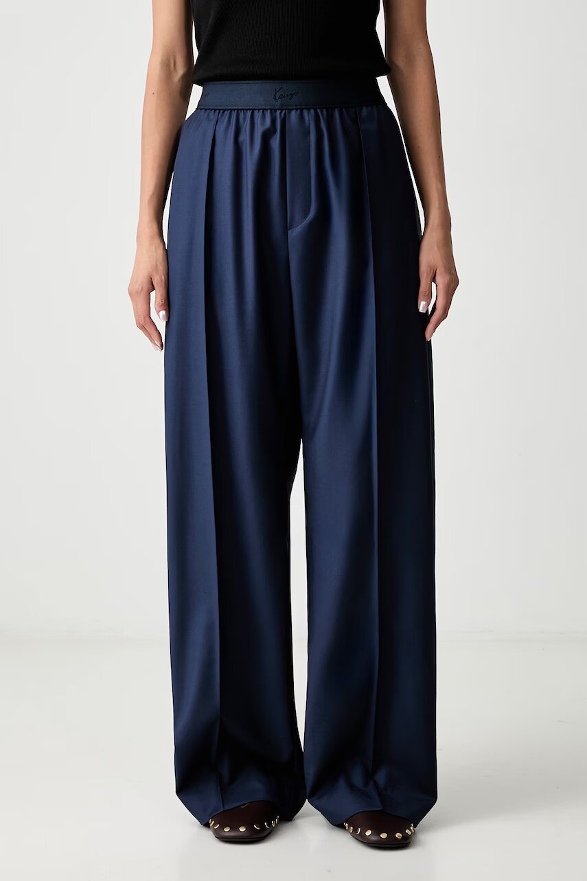 Kenzo pantaloni wide leg pentru femei din lână