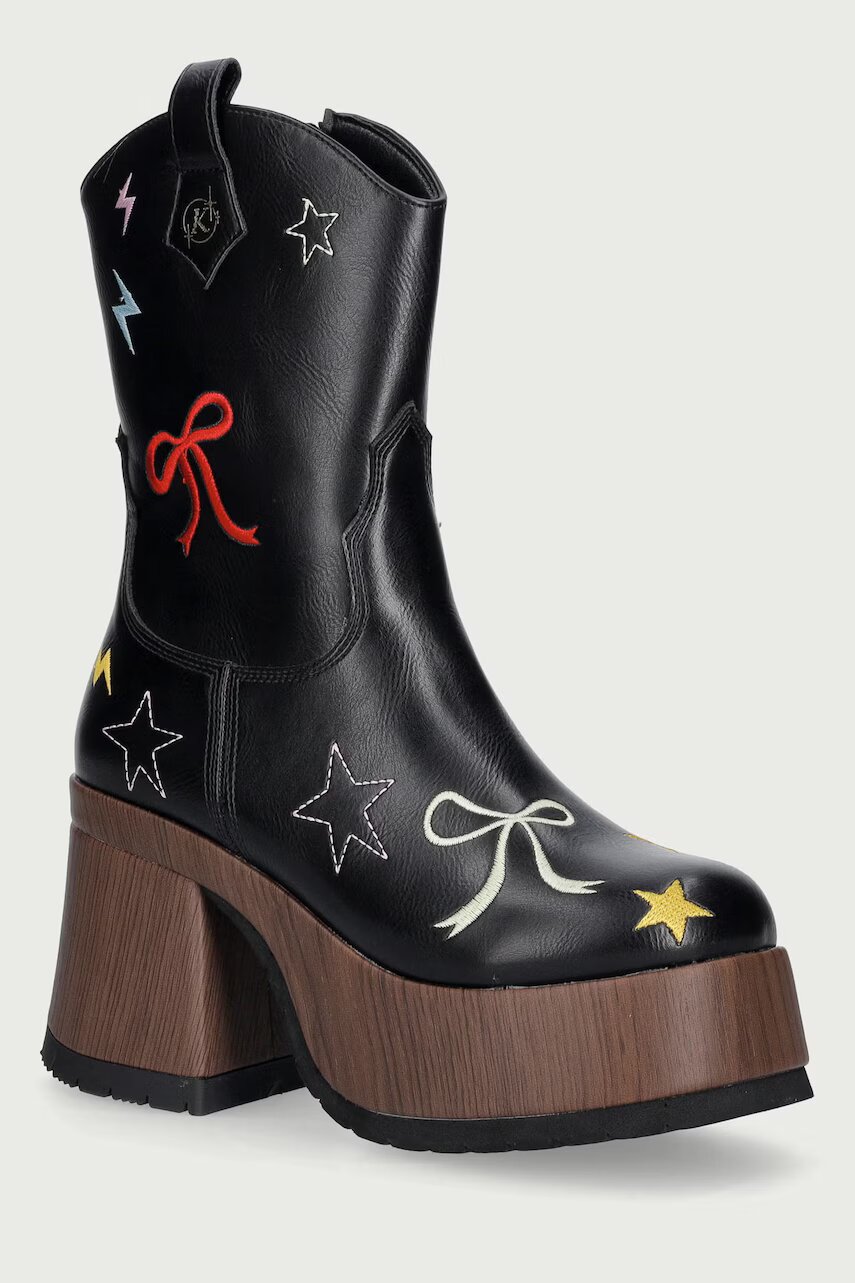 Koi Footwear cizme cowboy cu toc înalt pentru femei Lassitude Chunky Cowboy Boots