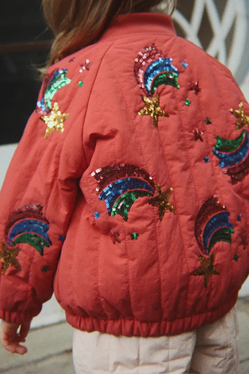 Konges Sløjd geacă bomber pentru copii JUNO SEQUIN RAINBOW BOMBER JACKET