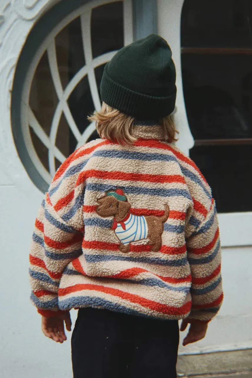 Konges Sløjd jachetă pentru copii din polar JODY EMBROIDERY TEDDY JACKET GRS