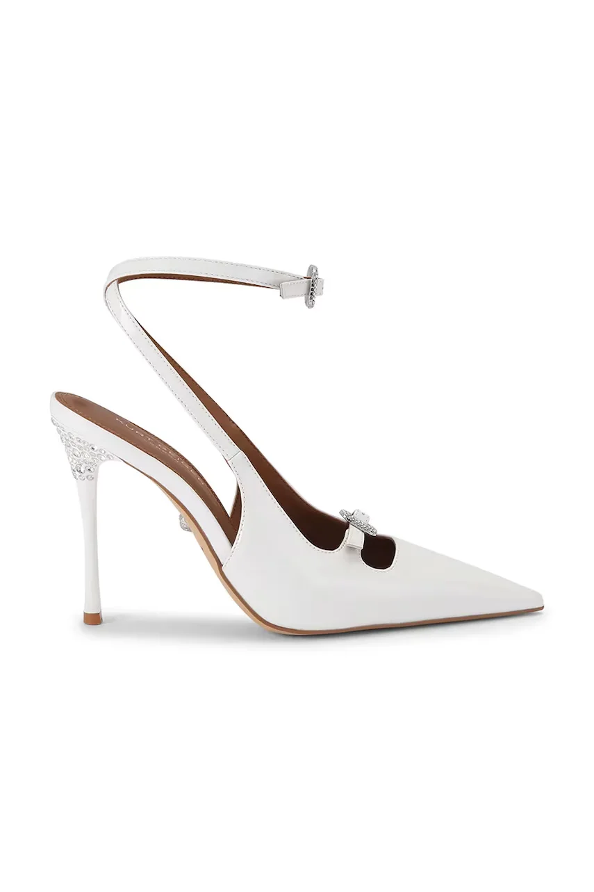 Kurt Geiger London pantofi cu toc stiletto din piele Buckle Point Court White