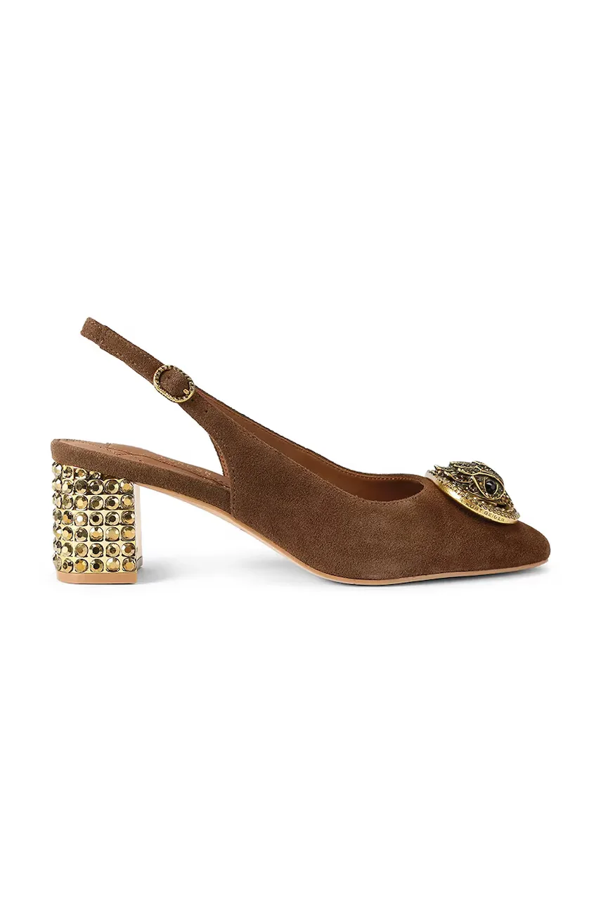 Kurt Geiger London tocuri cu călcâiul deschis din piele întoarsă Chelsea Block Slingback