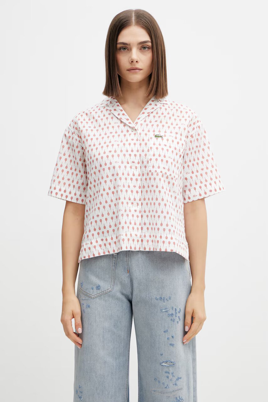 Lacoste cămașă pentru femei cu amestec de in