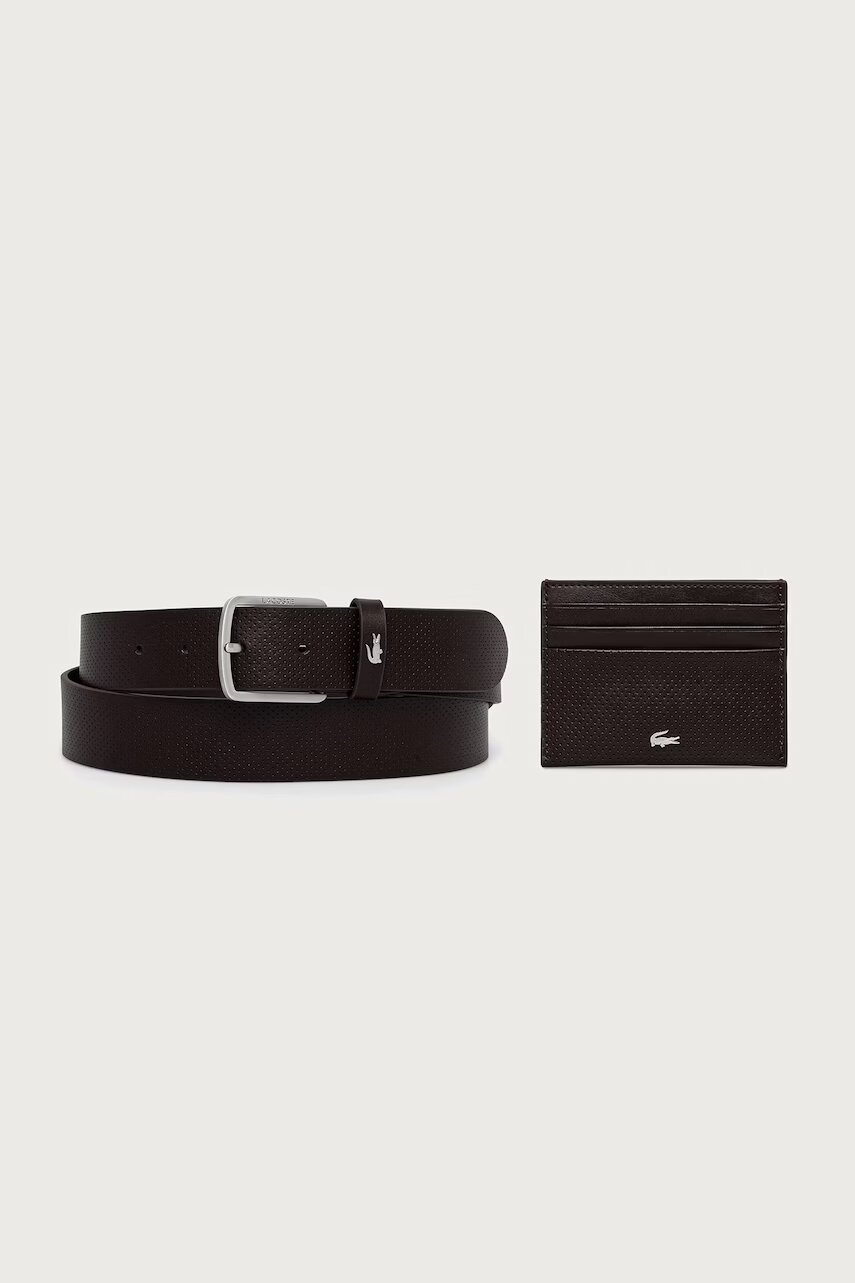 Lacoste set cardholder și curea pentru bărbați din piele