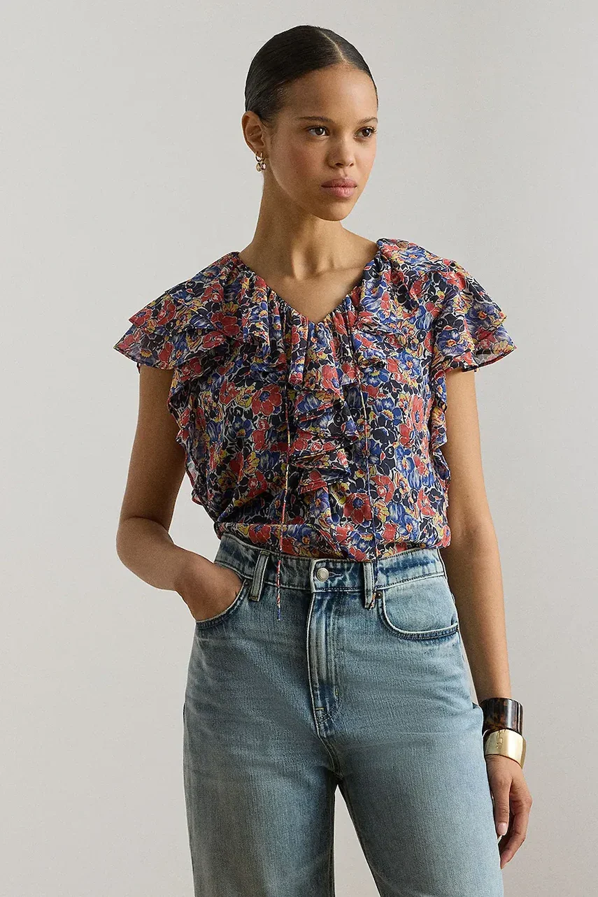 Lauren Ralph Lauren bluză cu volane pentru femei