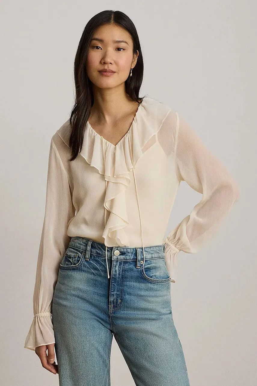 Lauren Ralph Lauren bluză cu volane pentru femei