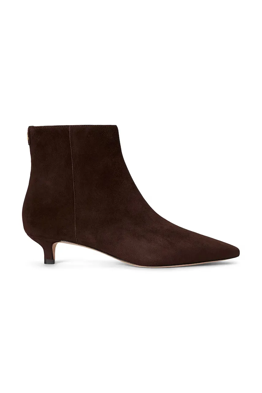 Lauren Ralph Lauren botine cu toc cui pentru femei din piele întoarsă Frncsa Bt Hl