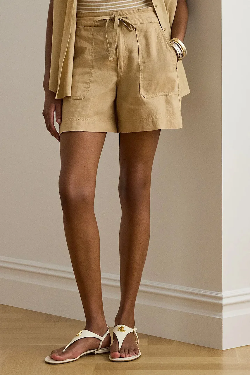 Lauren Ralph Lauren pantaloni scurți pentru femei din in