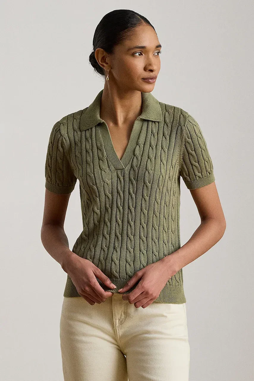 Lauren Ralph Lauren pulover cu mânecă scurtă pentru femei cu vâscoză