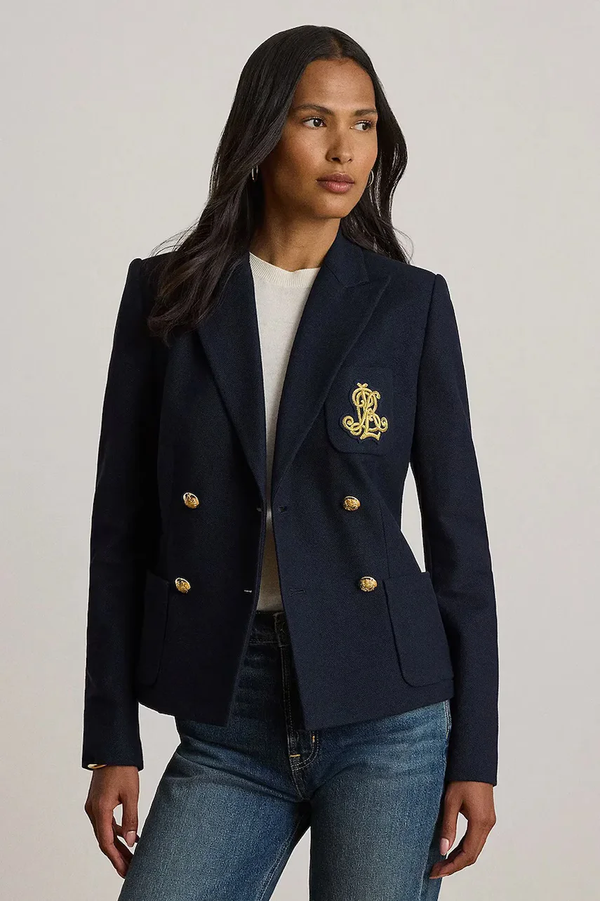 Lauren Ralph Lauren sacou cu două rânduri de nasturi din bumbac cu elastan