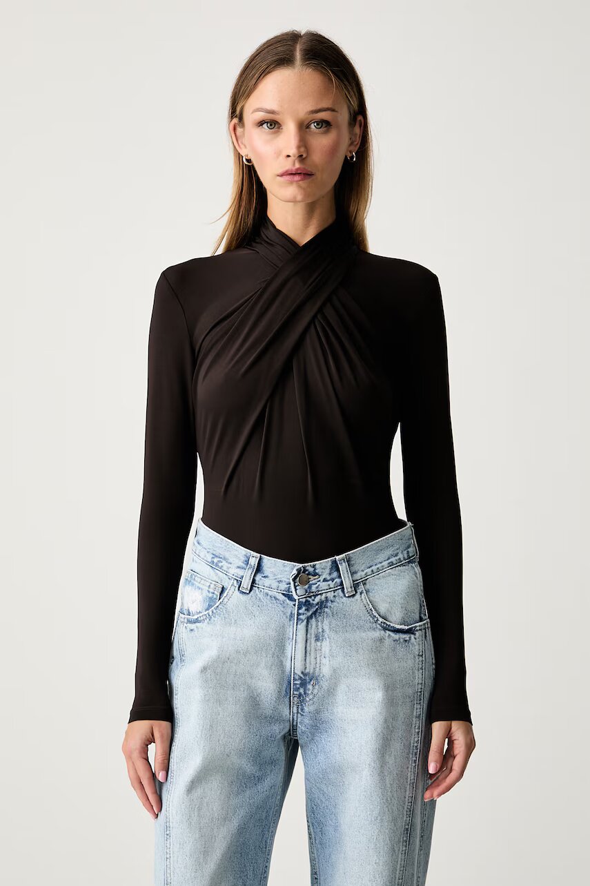 Le Privé body pentru femei cu vâscoză JADE BODYSUIT MARRON