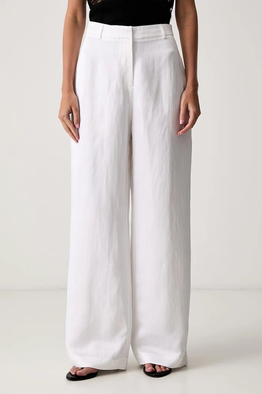 Le Privé pantaloni regular pentru femei cu in FRANCOISE TROUSERS BLANC