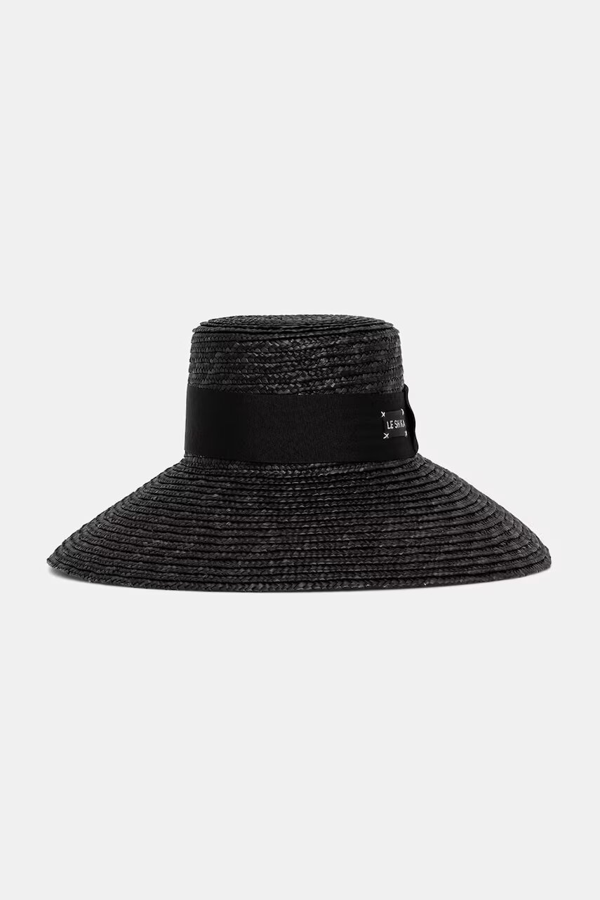LE SH KA headwear LE SH KA Pălărie cu boruri largi pentru femei Black Straw Veil
