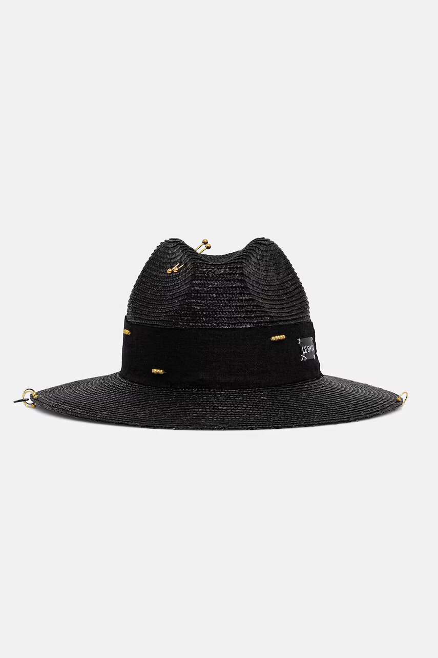 LE SH KA headwear LE SH KA pălărie de paie împletită Black Fedora