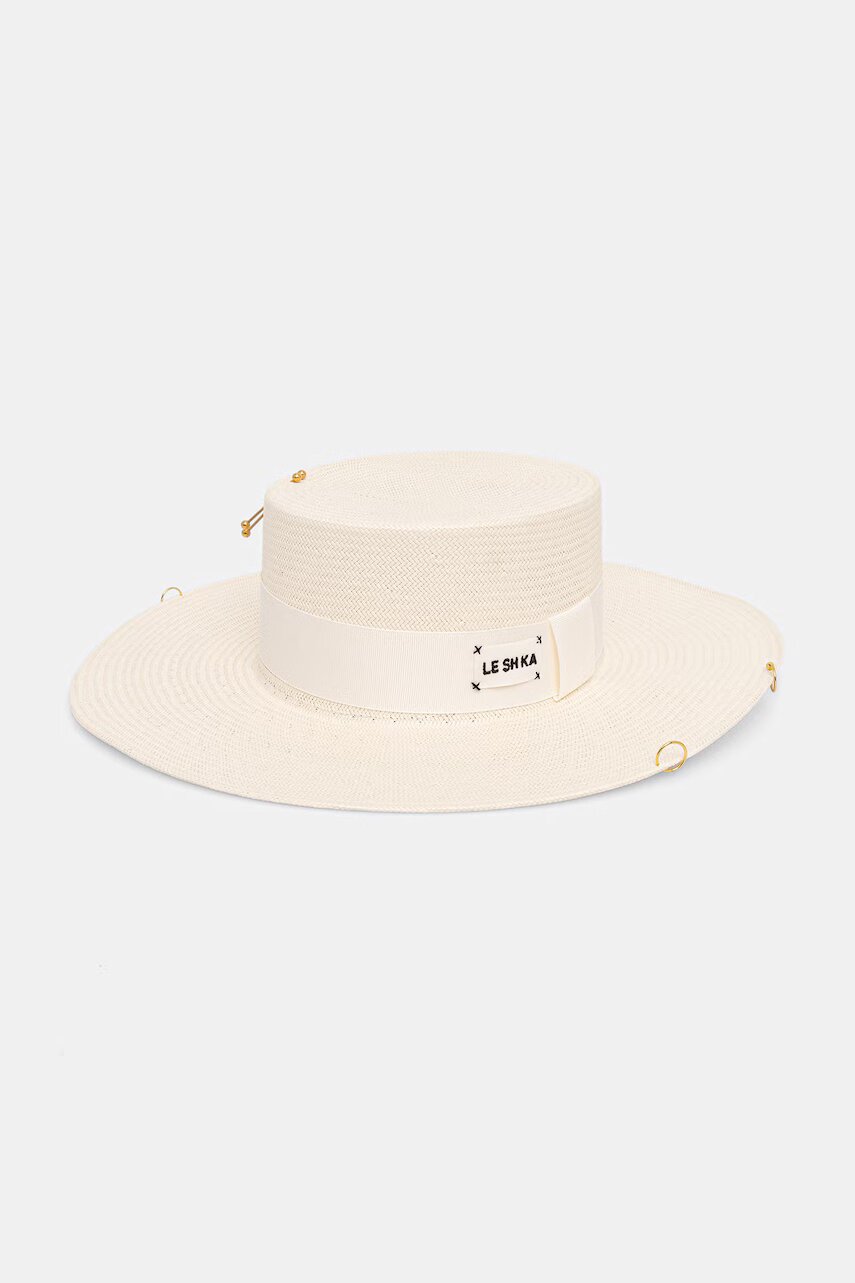 LE SH KA headwear LE SH KA pălărie pentru femei împletită White Canotier