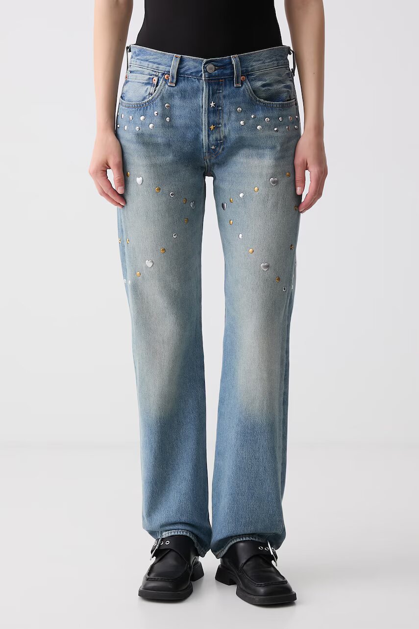 Levi's blugi straight pentru femei ROAD WORN 501 x PRIDE
