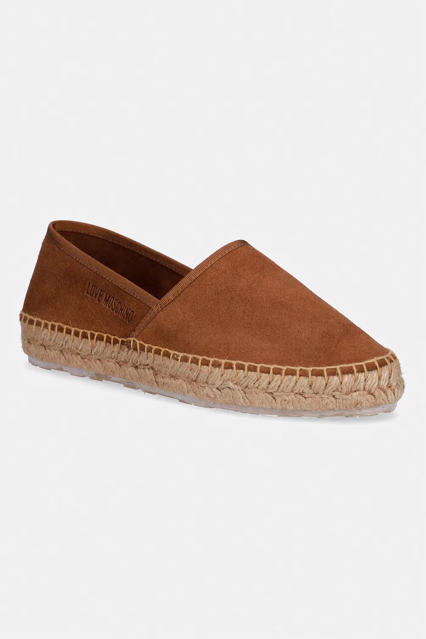 Love Moschino espadrile cu toc plat pentru femei din piele întoarsă