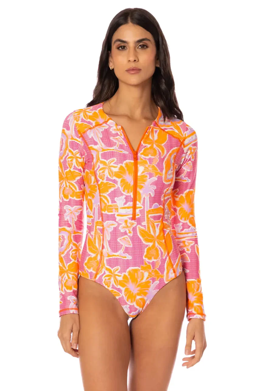 Maaji costum de baie cu mânecă lungă pentru femei Flamingo Glow Trition