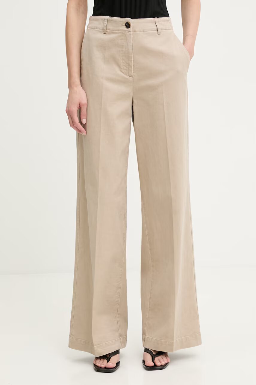 Marc O'Polo pantaloni wide leg pentru femei din bumbac