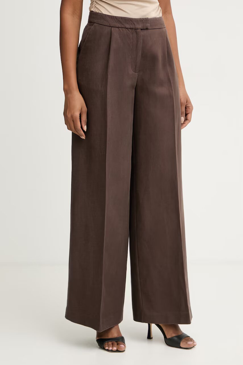 MARCIANO by GUESS pantaloni wide leg pentru femei cu amestec de in JANE