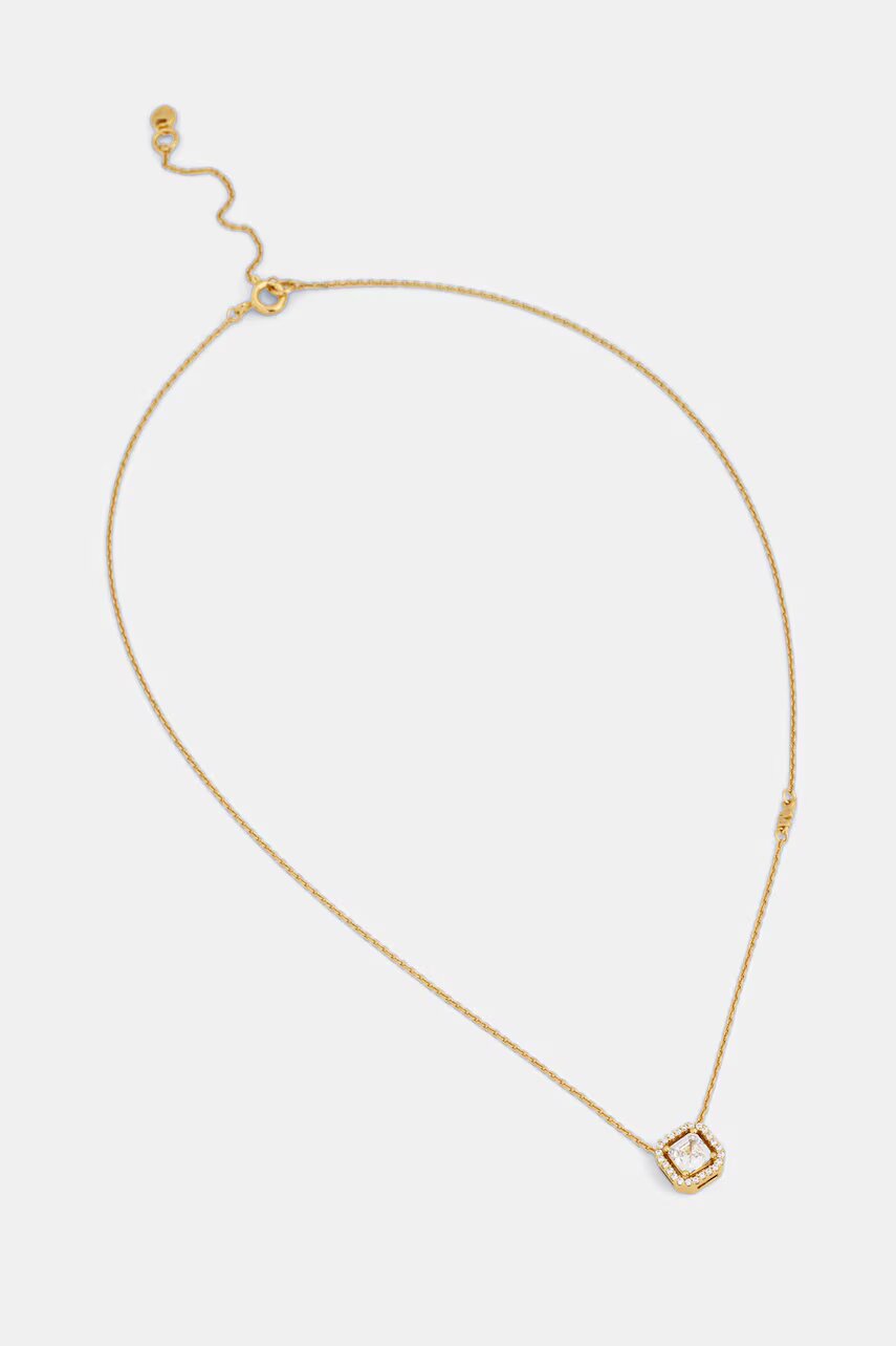 Michael Kors colier cu pandantiv pentru femei din argint placat cu aur cu zirconiu cubic