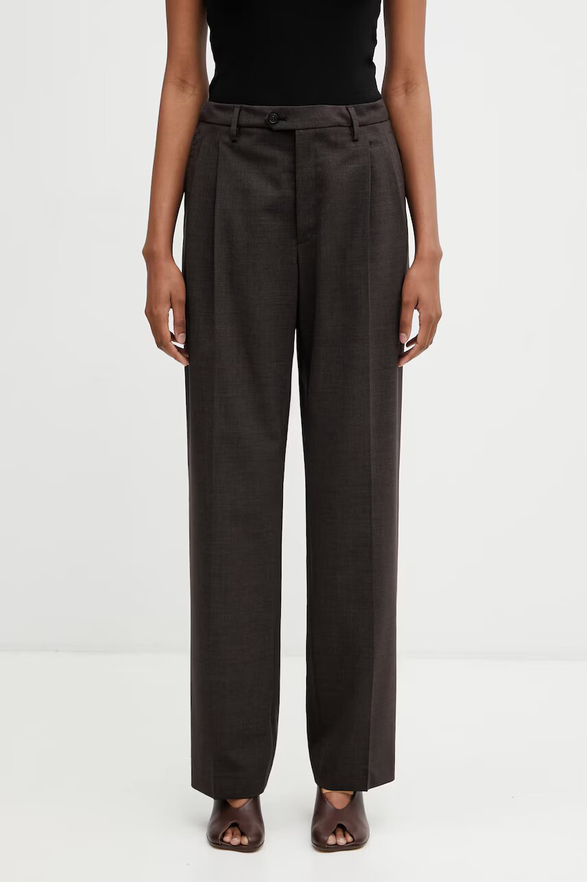 MM6 MAISON MARGIELA pantaloni straight pentru femei cu lână