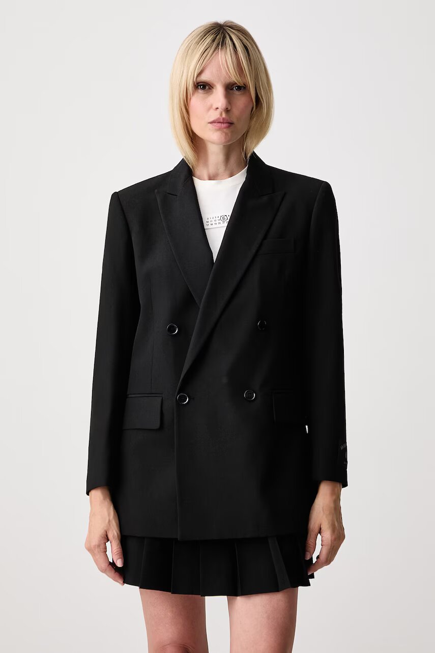 MM6 MAISON MARGIELA sacou cu două rânduri de nasturi pentru femei cu amestec de lână