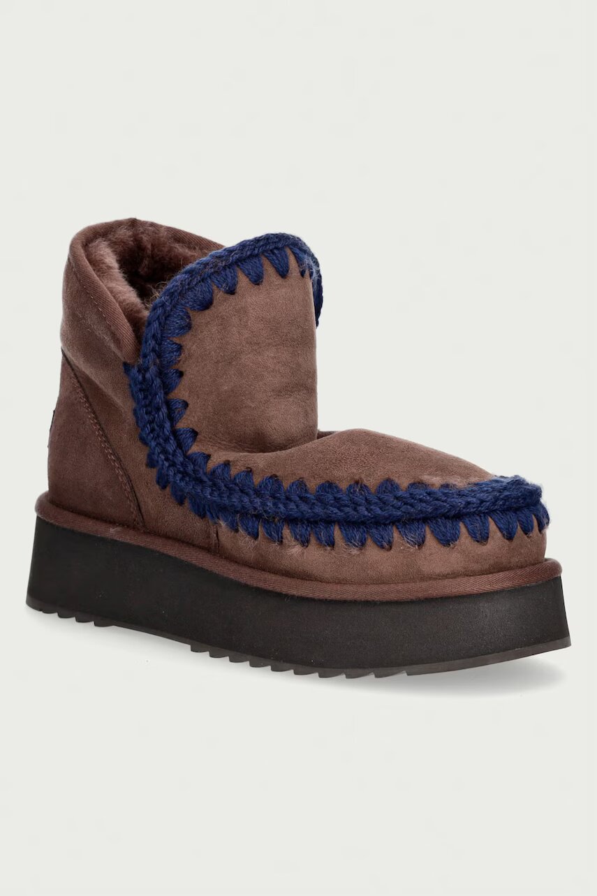 Mou Mini Eskimo Platform Boot cizme de zăpadă pentru femei din piele întoarsă