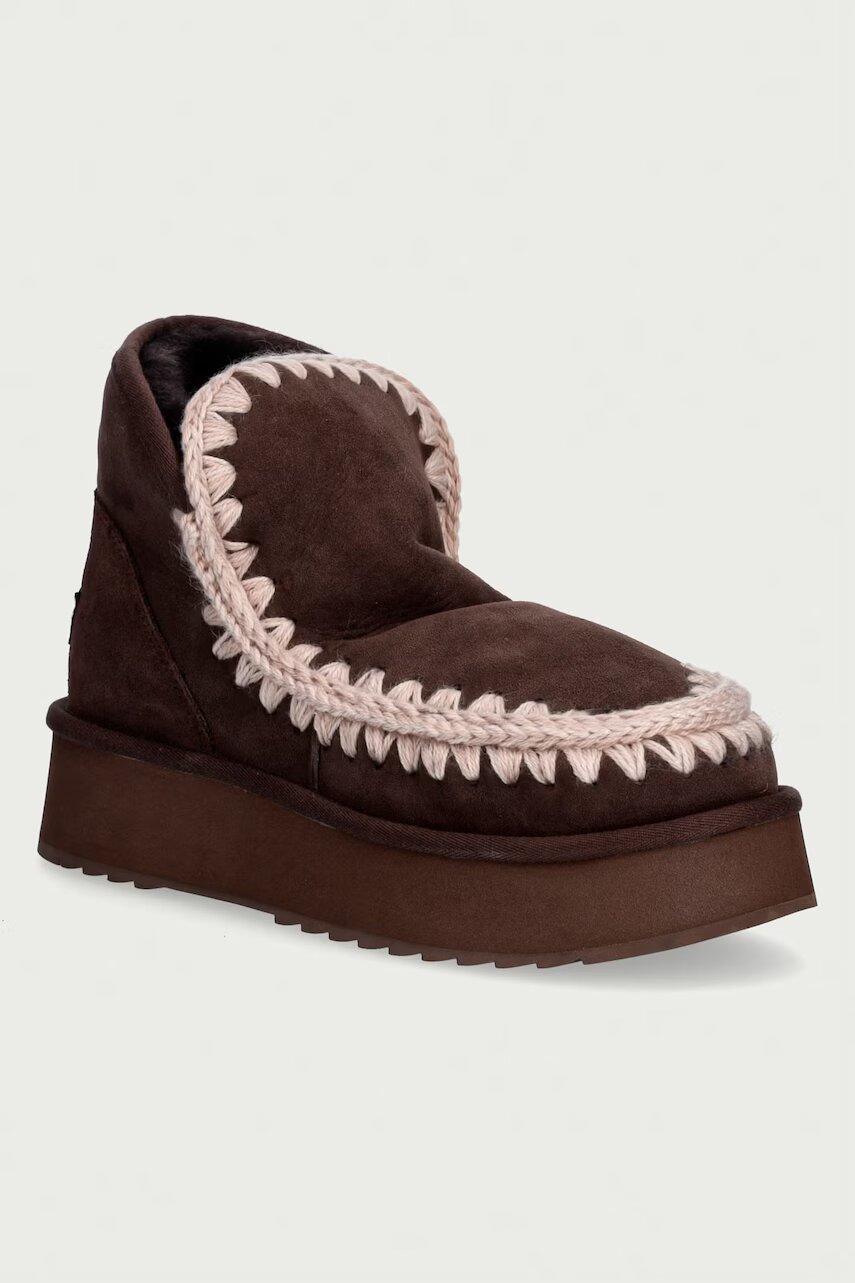 Mou Mini Eskimo Platform Boot cizme de zăpadă pentru femei din piele întoarsă