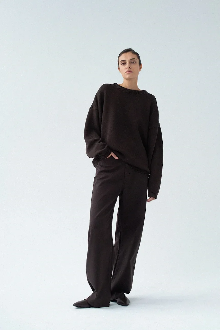 MUUV. pantaloni wide leg pentru femei din bumbac cu elastan FIGEE