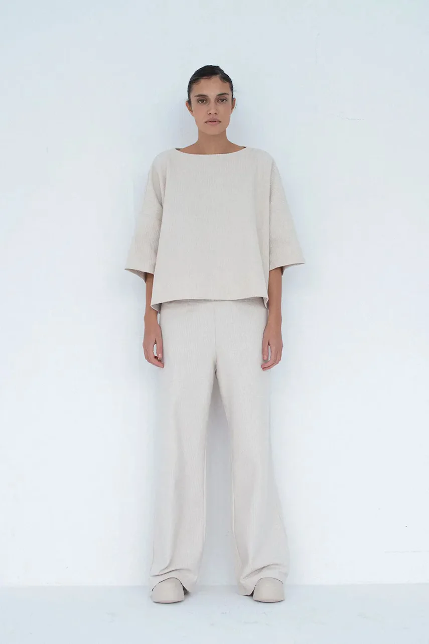 MUUV. pantaloni wide leg pentru femei din bumbac MOAI